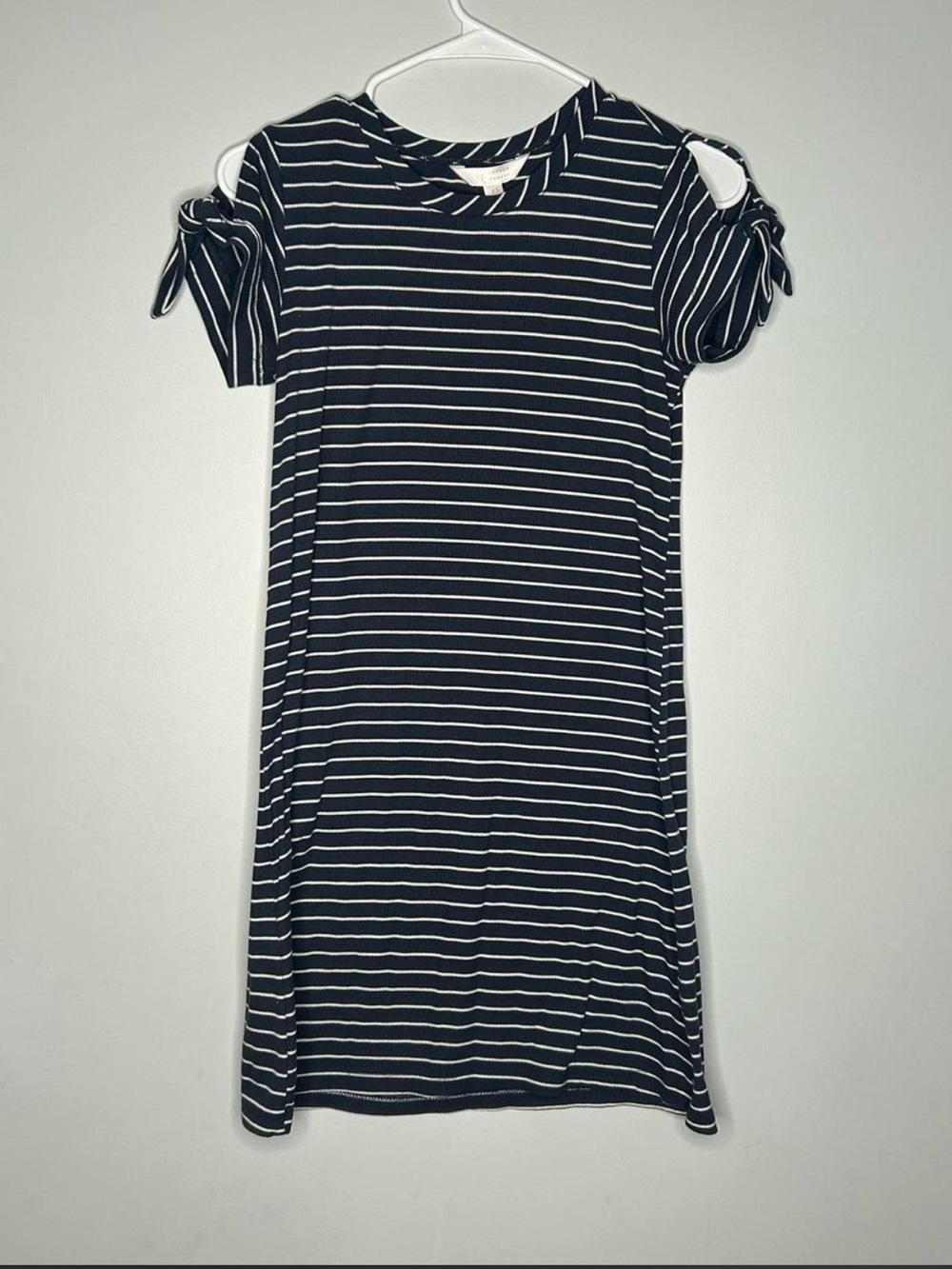 LC Lauren Conrad Navy & White Striped Ribbed Tee Dress
